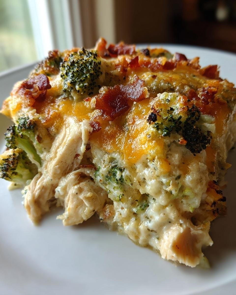 Creamy Low Carb Chicken Casserole with Broccoli and Bacon - detail 3