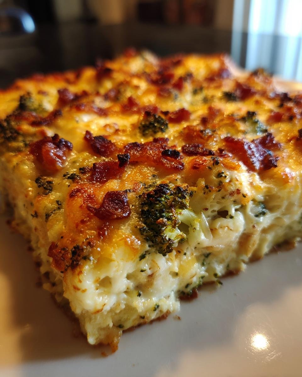 Creamy Low Carb Chicken Casserole with Broccoli and Bacon - detail 4