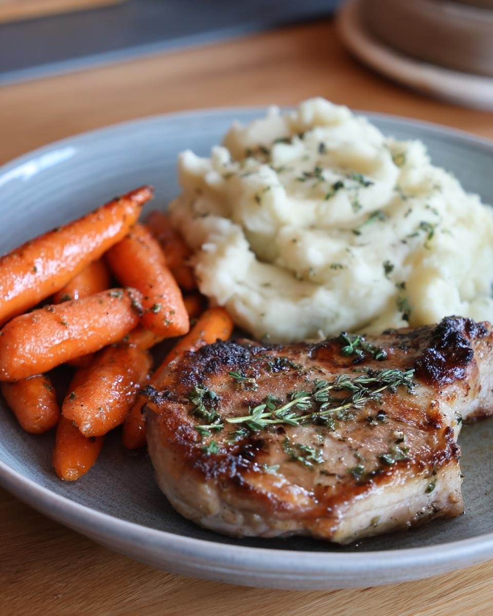 Garlic Herb Chicken with Mashed Potatoes and Glazed Carrots - detail 2